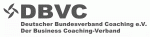 Logo des Deutschen Bundesverbands Coaching e.V., DBVC, repräsentiert durch ein stilisiertes schwarzes Emblem und darunterstehendem Text 'Deutscher Bundesverband Coaching e.V. - Der Business Coaching-Verband' zur Darstellung meiner Mitgliedschaft im führenden Berufsverband für Business Coaching in Deutschland.