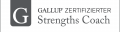 "Logo von Gallup Certified Strengths Coach in Schwarz-Weiß, Kennzeichnung der Zertifizierung in professioneller Stärkencoachung.